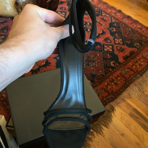 Open Toe Stilettos w/ Ankle Strap Black - Picture 2 of 6